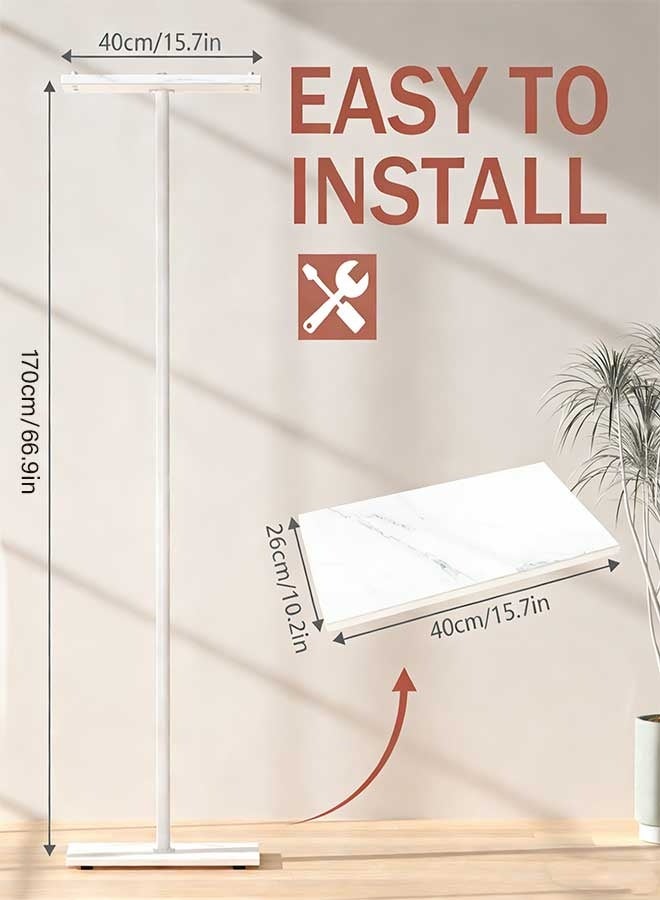 رَوَائِد حامل معاطف قائم بذاته على شكل حرف T، حامل ملابس عصري بقاعدة من لوح حجري، شجرة معاطف معدنية ثقيلة التحمّل مناسبة للبوتيكات والممرات ومداخل المنازل، بارتفاع 66.9 بوصة. - Image 3